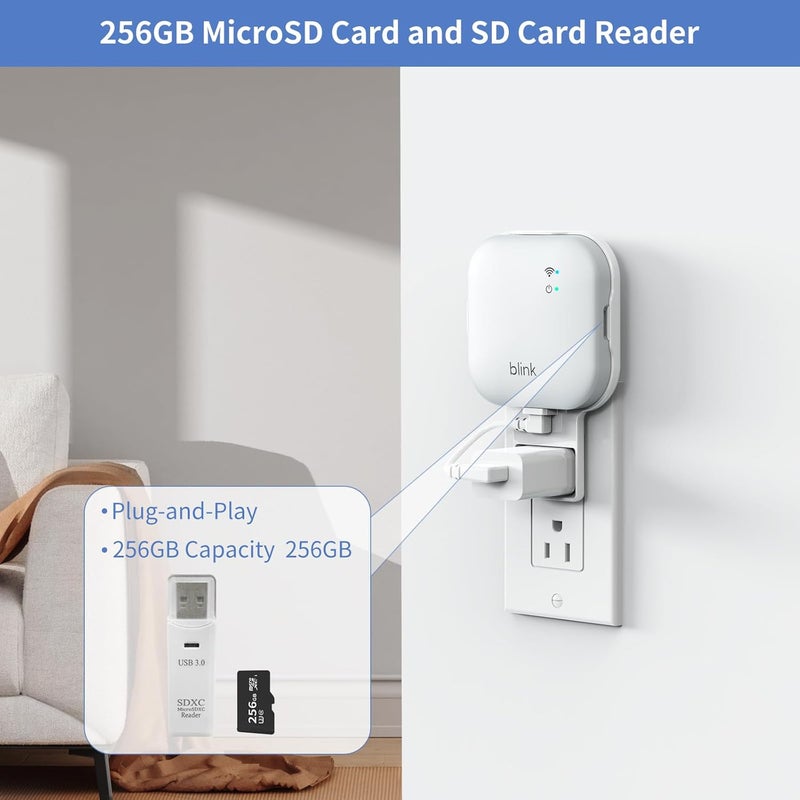Mamerry 256GB MicroSD Card and Sync Module XR Mount, No-Drilling Mount for Blink Outdoor/Indoor Security Cameras, USB-C Cable, SD Card Reader (Sync Module XR Not Included) - Image 3